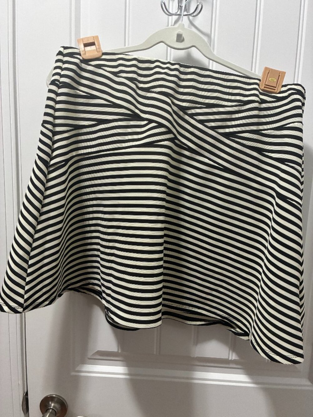 JUICE Black & White Striped Crossover Mini Skirt Flared Skater Size XL
